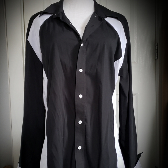 Black White Collared Button Down Shirt - Picture 2 of 4